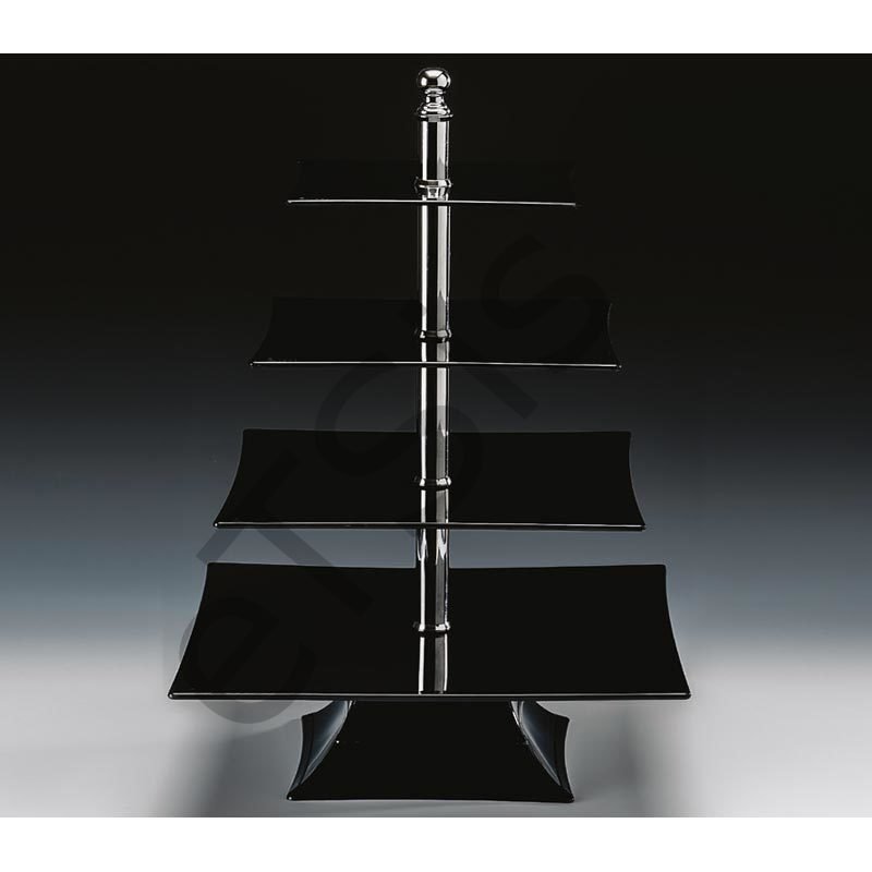 Teşhir Standı, 4 Katlı, Polikarbon, 50 cm, Siyah