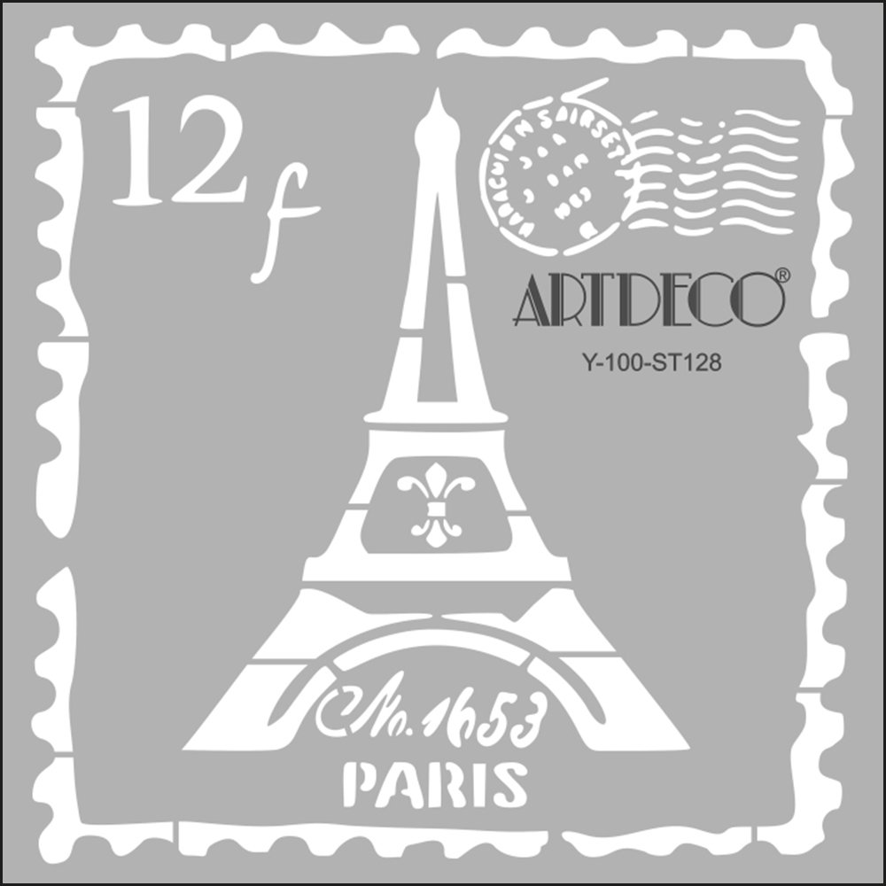 Stencil 30x30cm Paris Posta Pulu 128