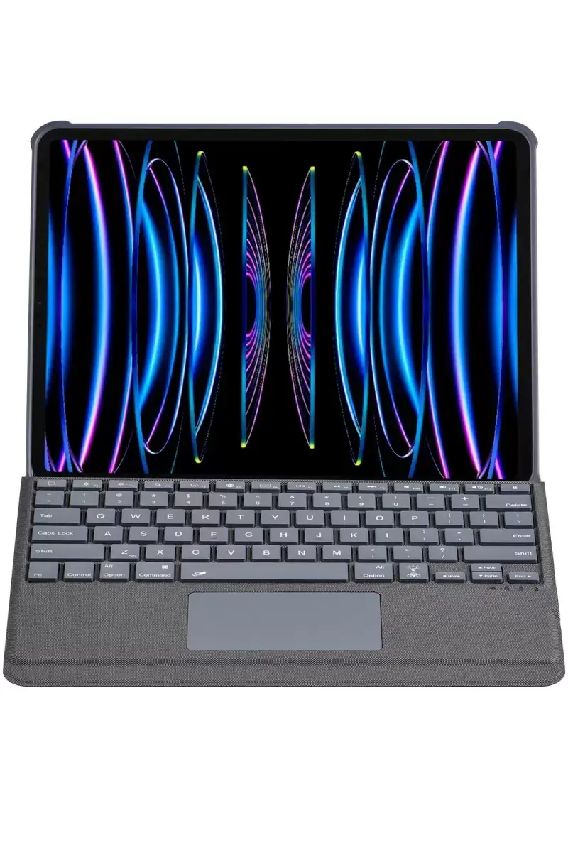 Newface T5509d İpad Pro 12.9 (2022) Kılıf Palermo Ledli Klavyeli Standlı Tablet Kılıfı - Siyah