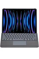 Newface T5509d İpad Pro 12.9 (2022) Kılıf Palermo Ledli Klavyeli Standlı Tablet Kılıfı - Siyah