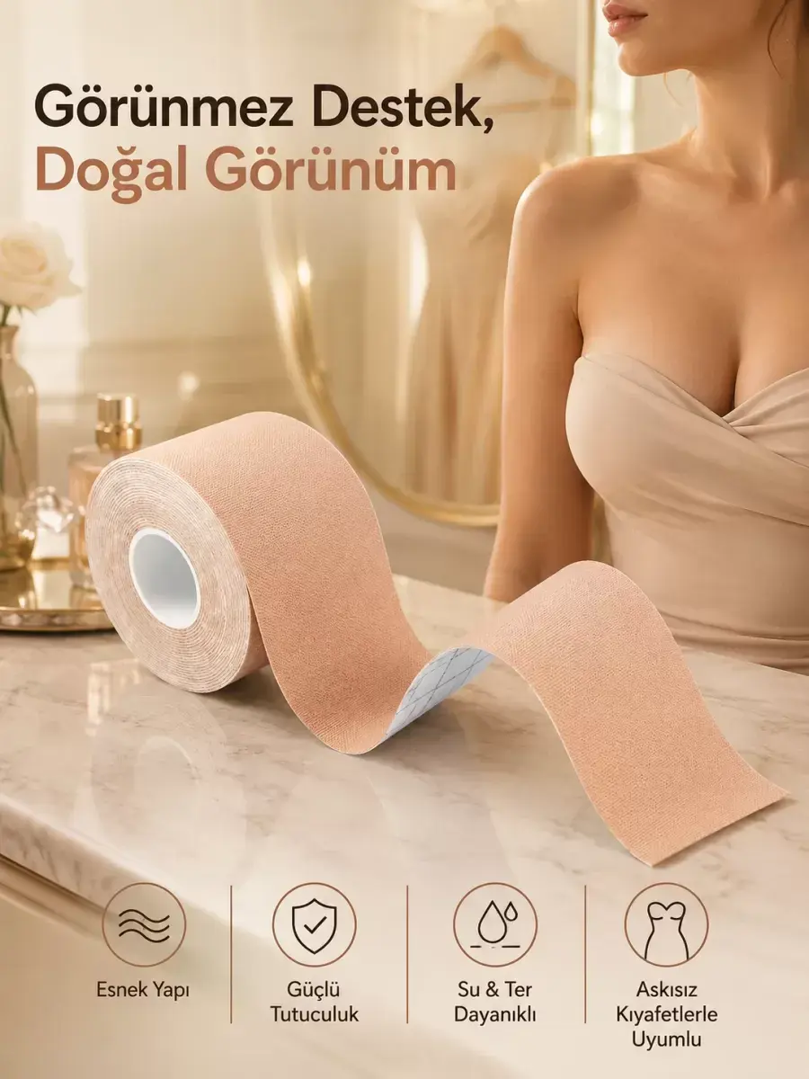 Toparlayıcı Göğüs Bandı Şekillendirici Ten Rengine Uygun Esnek Hassas Ciltlere Uygun