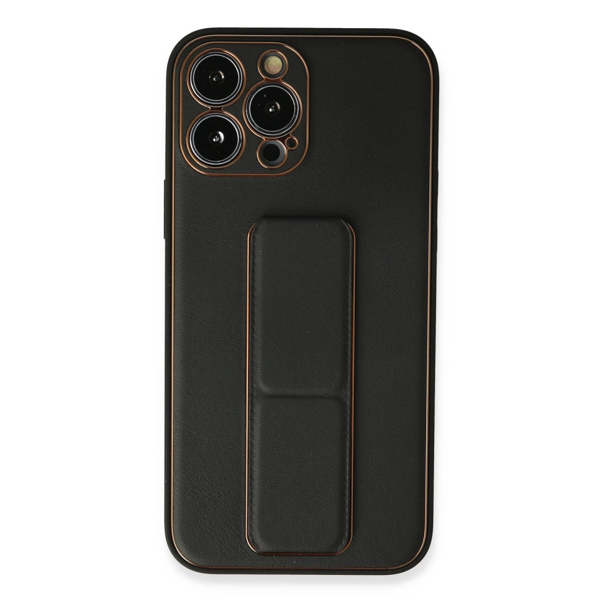 İphone 13 Pro Max Kılıf Coco Deri Standlı Kapak - Siyah