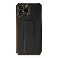 İphone 13 Pro Max Kılıf Coco Deri Standlı Kapak - Siyah