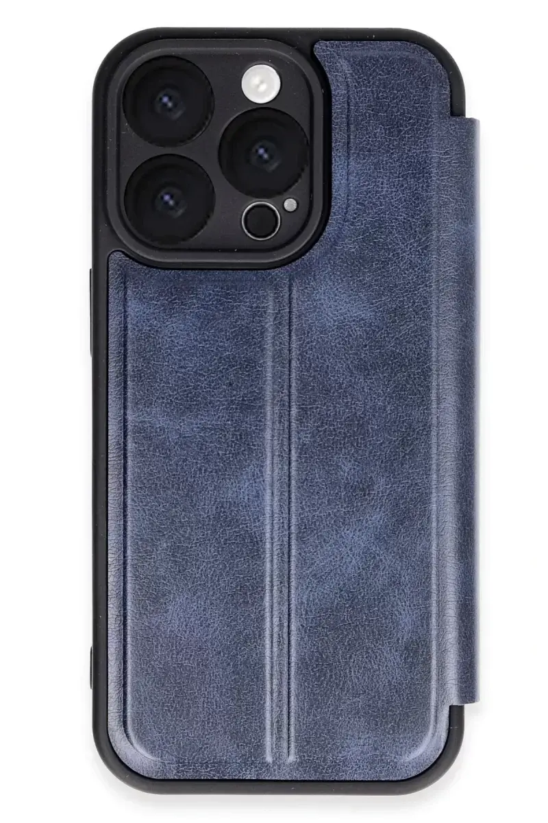 Newface İphone 16 Pro Kılıf Flip Cover - Lacivert