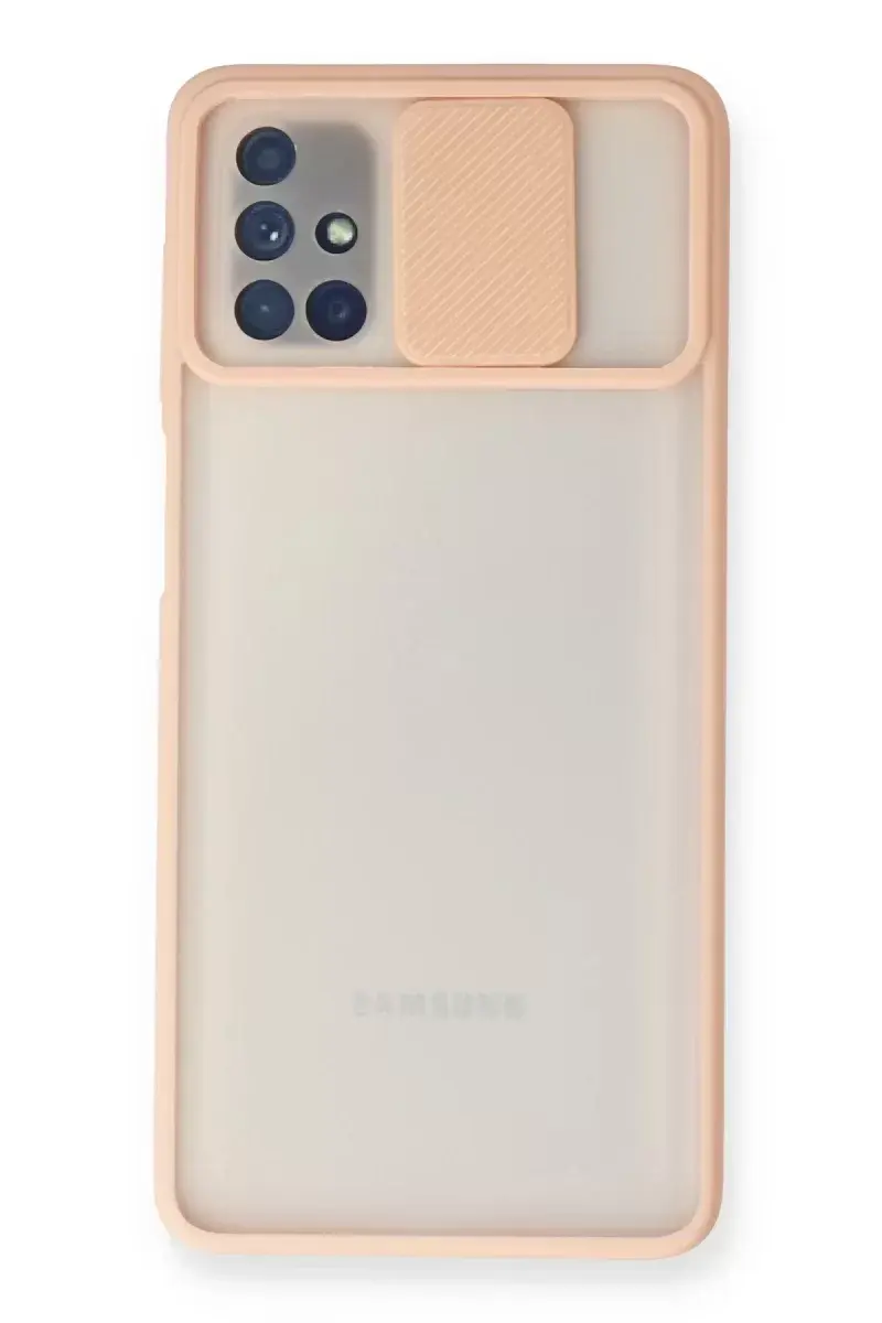 Newface Samsung Galaxy M51 Kılıf Palm Buzlu Kamera Sürgülü Silikon - Pembe