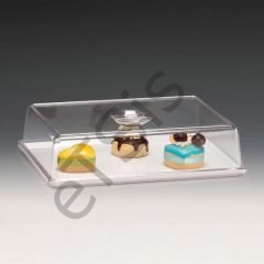 Melamin Tabanlı Kapaklı Fanus, Polikarbon, 25x35x h:10 cm, Beyaz