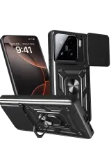 Newface Xiaomi Mi 15 Kılıf Pars Lens Yüzüklü Silikon - Siyah