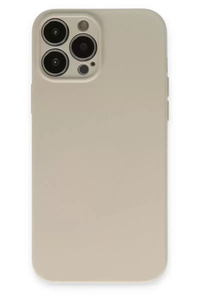 Newface İphone 13 Pro Kılıf Nano İçi Kadife Silikon - Bej