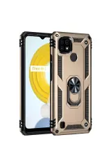 Newface Realme C21 Kılıf Sofya Yüzüklü Silikon Kapak - Gold