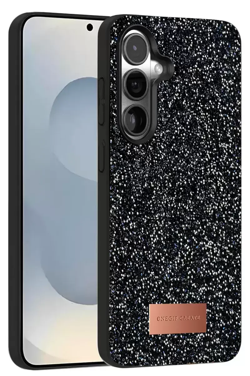 Onegif Samsung Galaxy S25 Bright Simli Kapak - Siyah