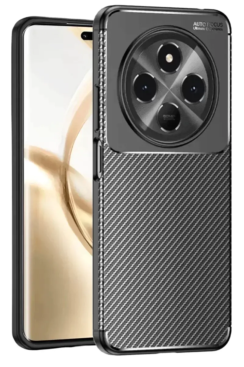 Newface Tecno Spark 30c Kılıf Auto Focus Karbon Kapak - Siyah