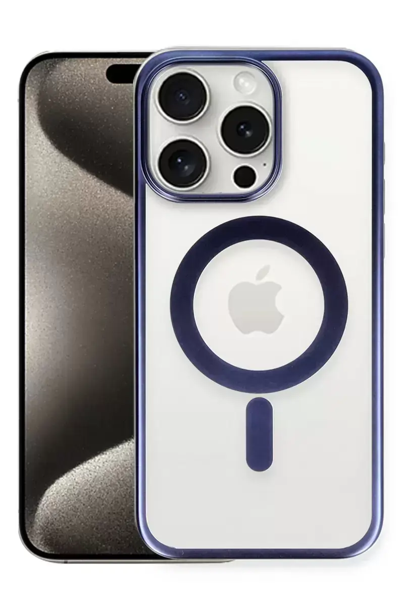 Newface İphone 15 Pro Max Kılıf Erozi Magsafe Kapak - Lacivert