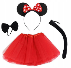 Minnie Mouse Kostüm Seti Etek Taç Kuyruk Papyon Gösteri Seti