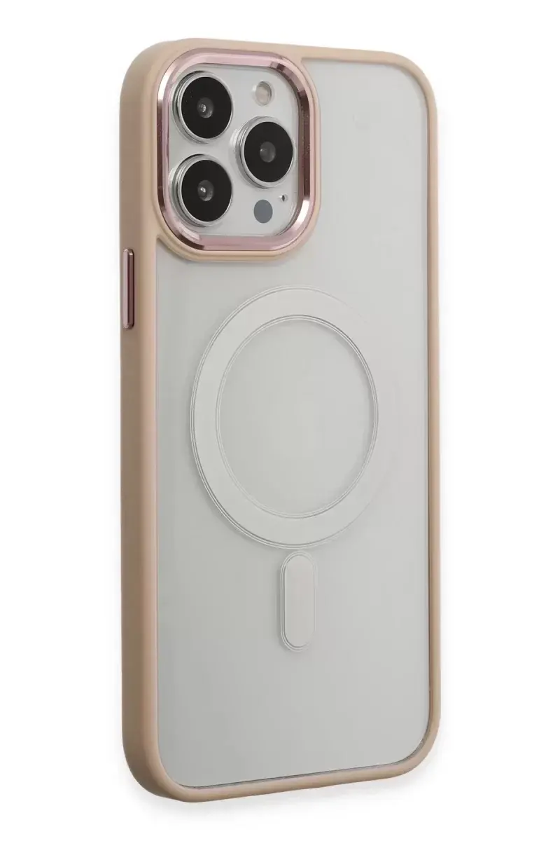 Newface İphone 15 Pro Kılıf Room Magneticsafe Silikon - Pudra