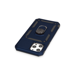 İphone 12 Pro Max Kılıf Pars Lens Yüzüklü Silikon - Lacivert