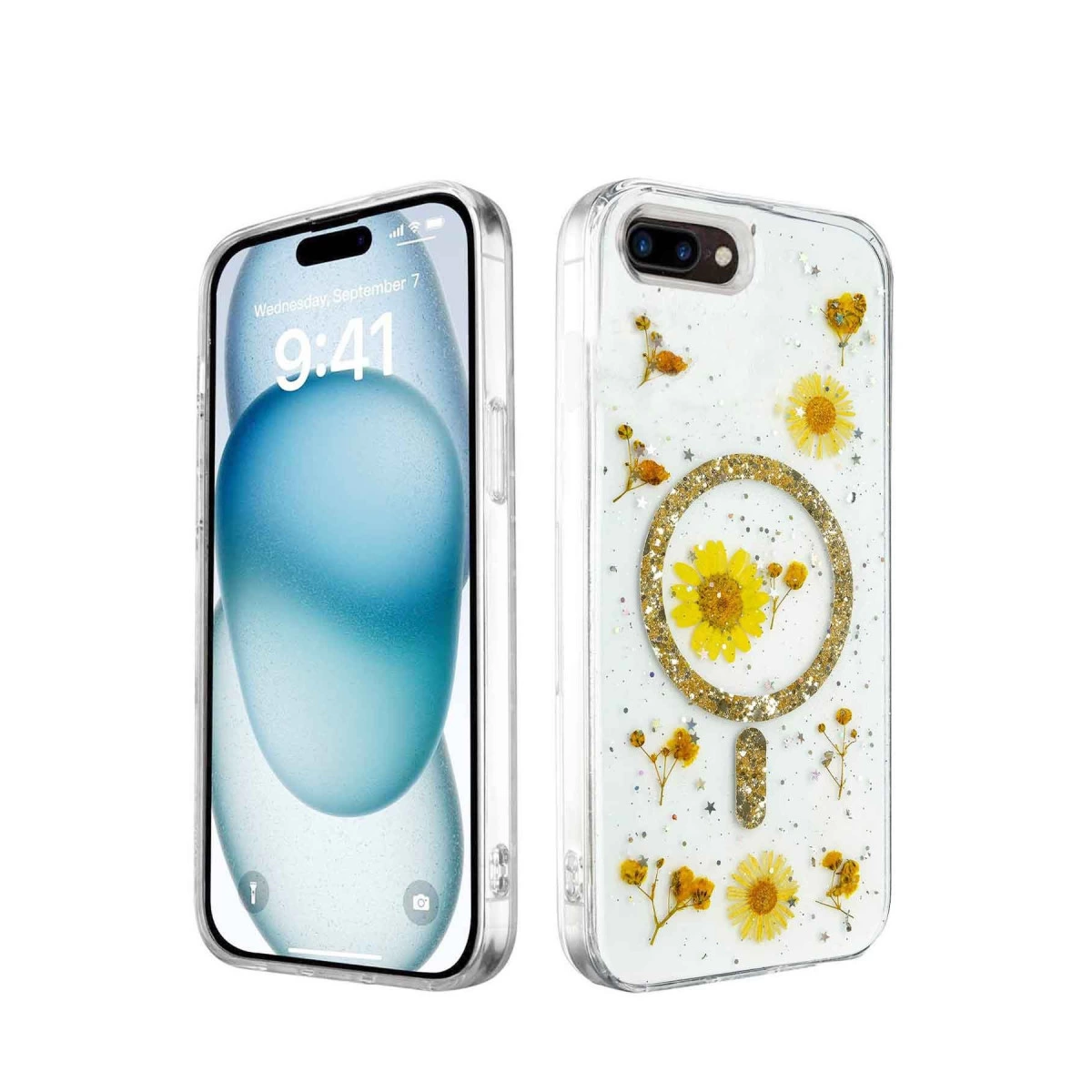 İphone 7 Plus Kılıf Daisy Simli Magsafe Kapak - Gold