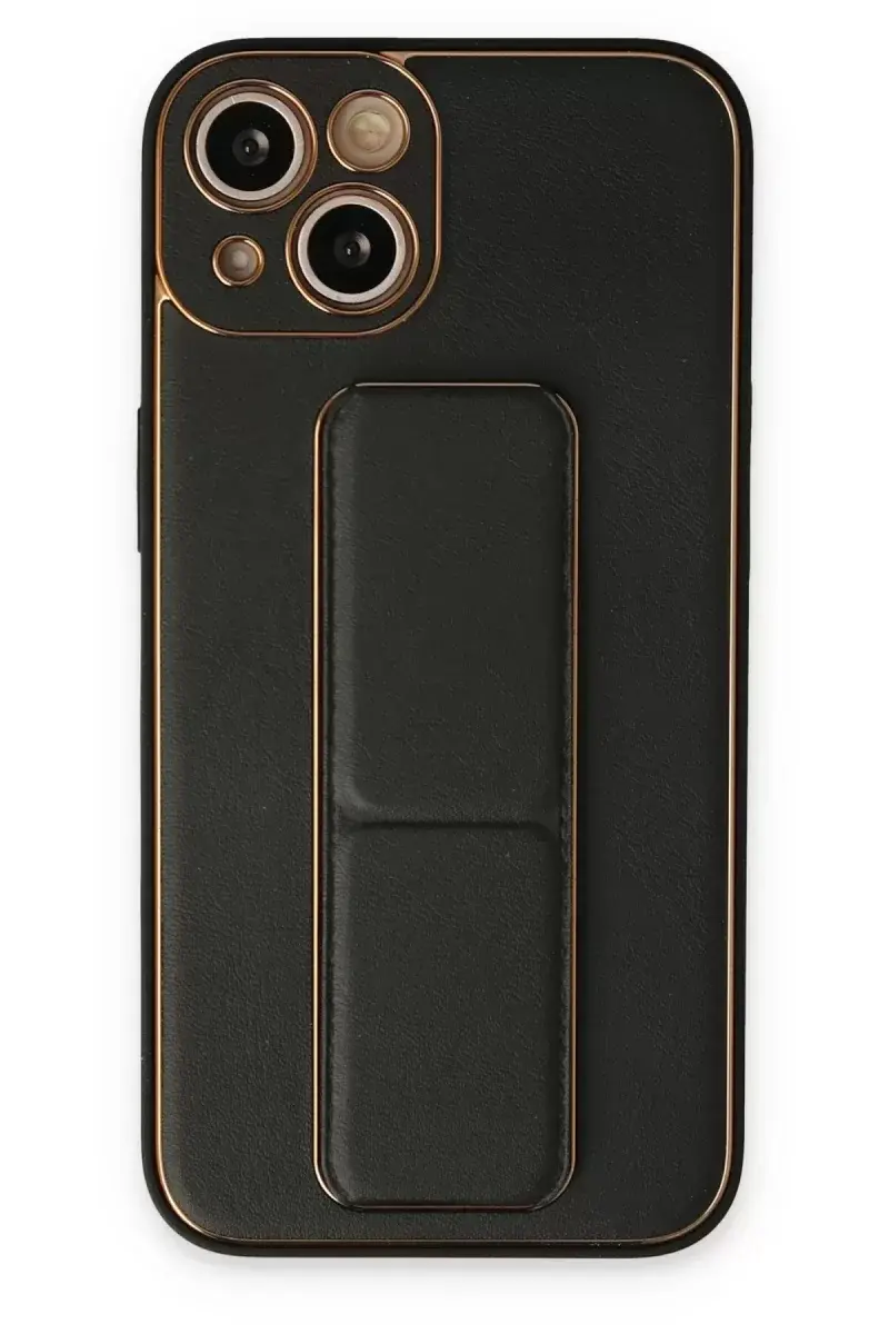 Newface İphone 14 Plus Kılıf Coco Deri Standlı Kapak - Siyah
