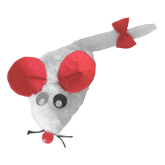 Markapet Kedi Oyuncağı Bıyıklı Peluş Fare 4,5 x 6-15 cm Beyaz