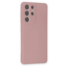 Samsung Galaxy S21 Ultra Kılıf Nano İçi Kadife Silikon - Pudra