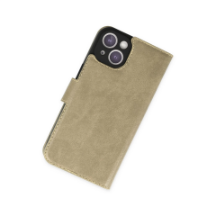 İphone 14 Kılıf Trend S Plus Kapaklı Kılıf - Gold