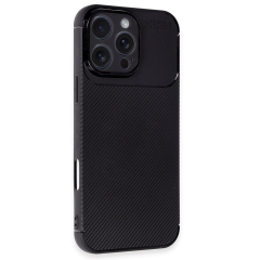 İphone 16 Pro Max Kılıf Auto Focus Karbon Kapak - Siyah