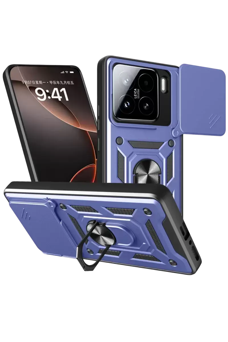Newface Xiaomi Mi 15 Kılıf Pars Lens Yüzüklü Silikon - Lacivert