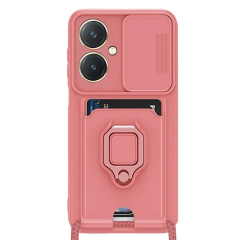 Vivo Y27 Kılıf Zuma Kartvizitli Yüzüklü Silikon - Pembe