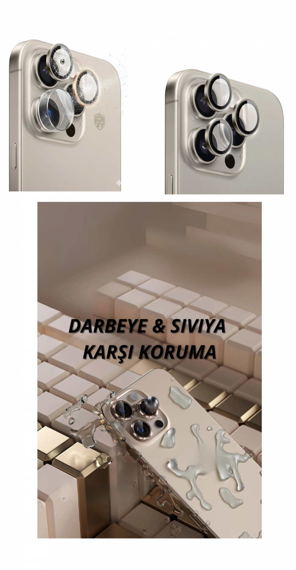 İphone 16 Pro Max Kamera Lens Koruyucu Naturel