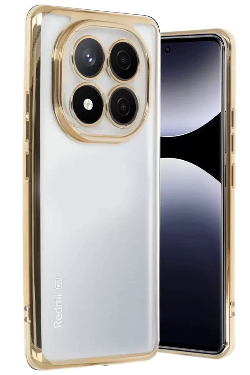 Newface Xiaomi Redmi Note 14 Pro 5g Kılıf Razer Lensli Silikon - Gold