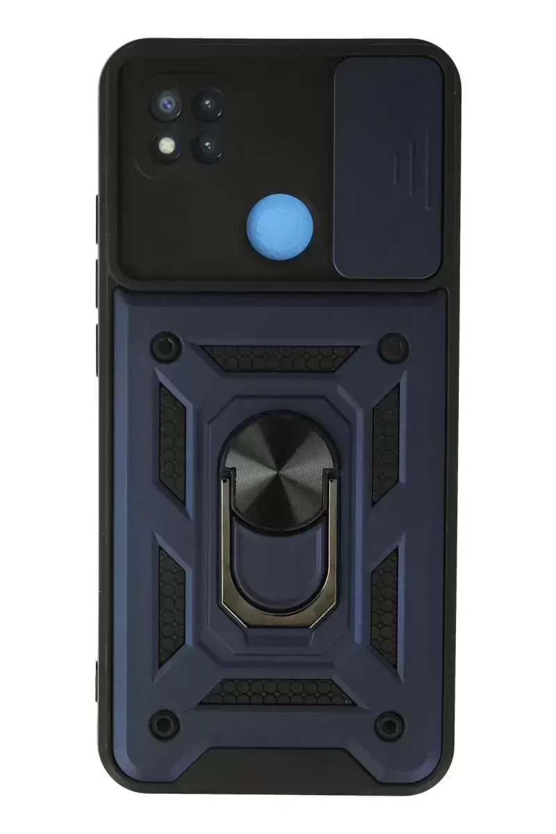 Newface Xiaomi Redmi 9c Kılıf Pars Lens Yüzüklü Silikon - Lacivert