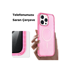 İphone 15 Pro Kılıf  Magsafe Kapak - Pembe