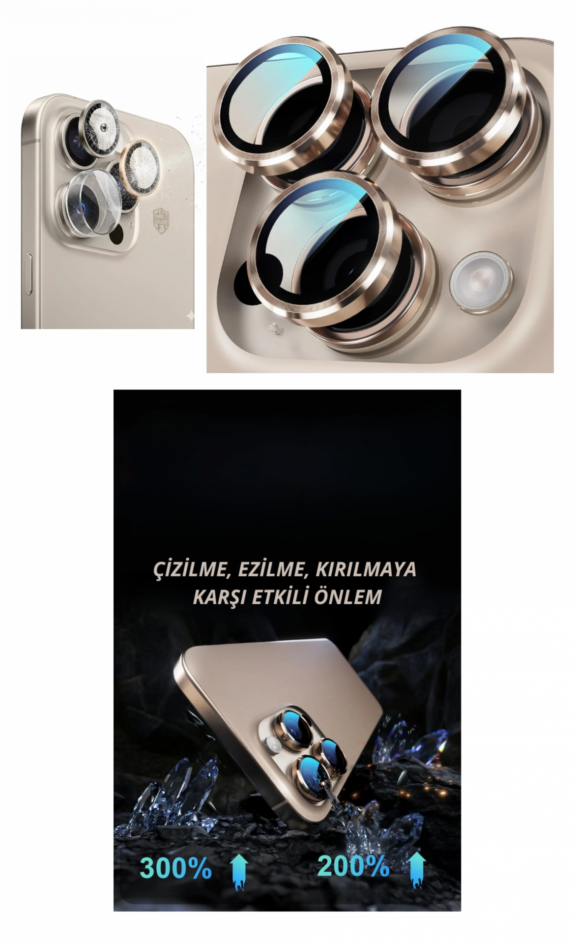 İphone 16 Pro Kamera Lens Koruyucu Naturel