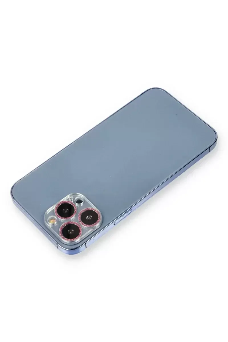 Newface İphone 12 Pro Shine Kamera Lens Koruma Cam - Pembe