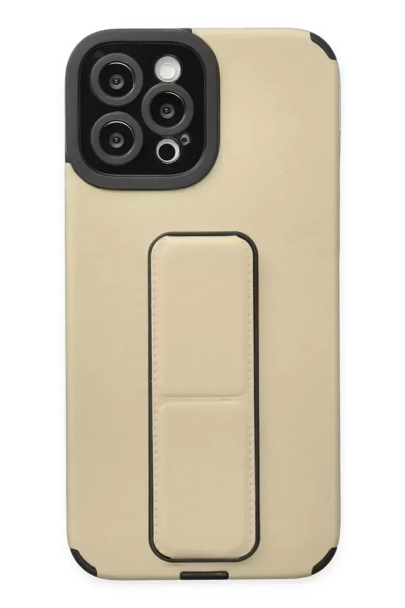 Newface Apple İphone 12 Pro Max Kılıf Mega Standlı Silikon - Gold