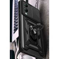 Vivo Y17s Kılıf Pars Lens Yüzüklü Silikon - Siyah
