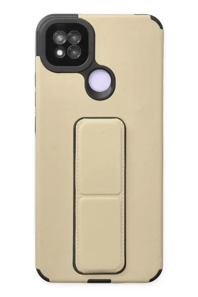 Newface Xiaomi Redmi 9c Kılıf Mega Standlı Silikon - Gold