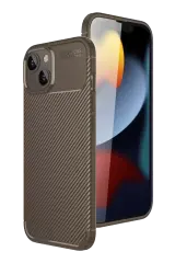 Newface Apple İphone 15 Kılıf Auto Focus Karbon Kapak - Kahverengi