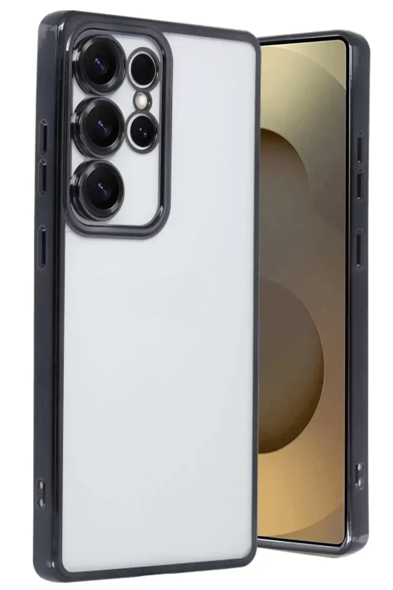 Newface Samsung Galaxy S25 Ultra Kılıf Razer Lensli Silikon - Siyah