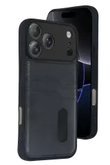 Newface Apple İphone 17 Pro Max Sara Kartvizitli Deri Kılıf - Siyah