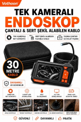 Ekranlı Tek Kameralı 30 Mt Sert Kablo Yılan Endoskop Kamera 8 Mm 4.3 Inc