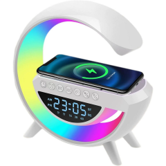 Kablosuz Şarjlı Hoparlör Speaker G Kasa Rgb Işıklı Saat Fm Radıo Alarm Bt Usb Tf Aux