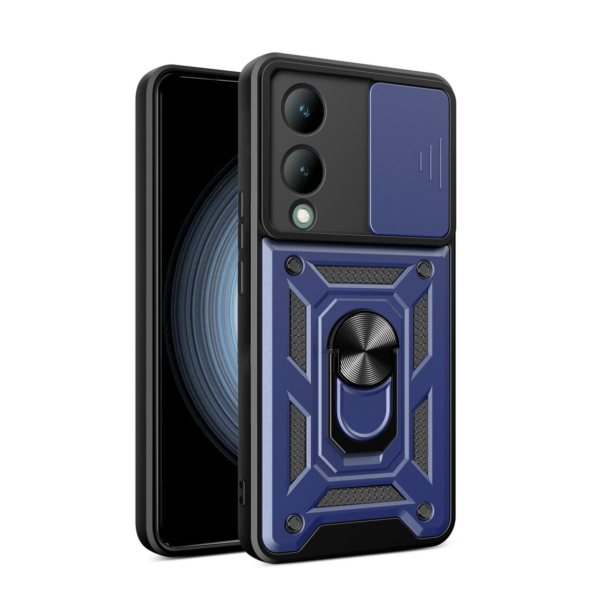 Vivo Y17s Kılıf Pars Lens Yüzüklü Silikon - Lacivert