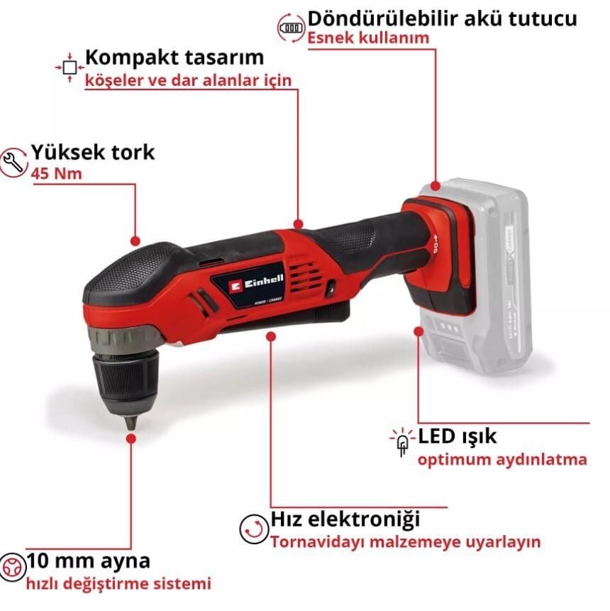 Einhell TE AD 18 Li  Solo Dik Açılı Vidalama