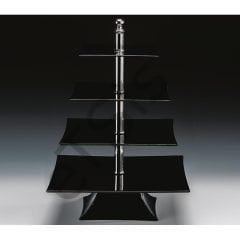 Teşhir Standı, 4 Katlı, Polikarbon, 50 cm, Siyah