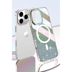 Joko  İphone 15 Pro Max Rasasi Simli Magsafe Kapak - Şeffaf
