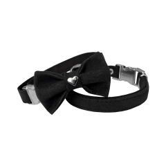 Markapet Kadife Papyonlu Kedi Boyun Tasması 20-32 cm Siyah