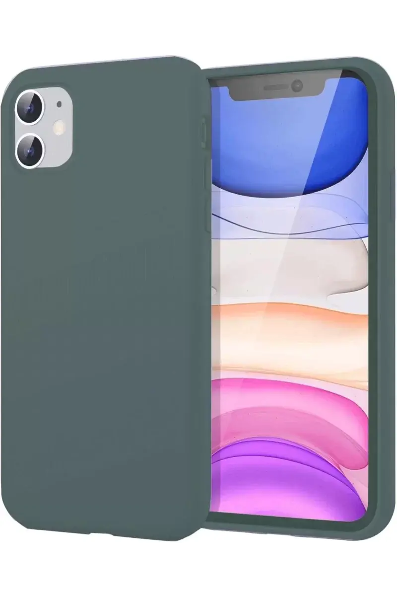 Newface İphone 11 Kılıf First Silikon - Koyu Yeşil