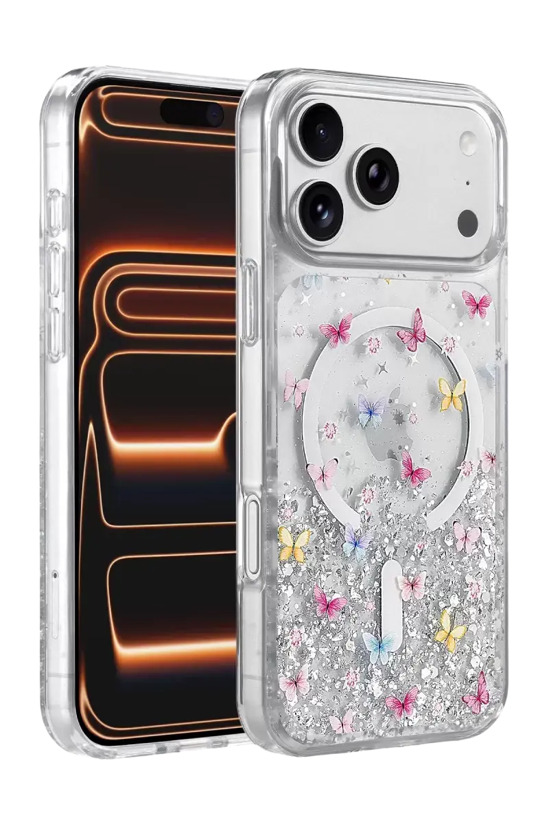 Onegif Apple İphone 17 Pro Max Misk Simli Magsafe Kapak - Desen 4