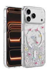 Onegif Apple İphone 17 Pro Max Misk Simli Magsafe Kapak - Desen 4