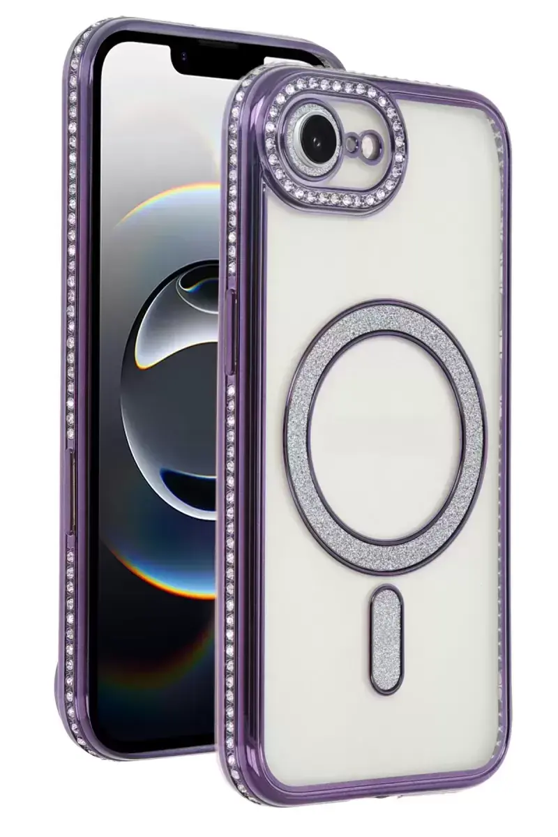 Newface Apple İphone 16e Joke Simli Magneticsafe Kılıf - Derin Mor